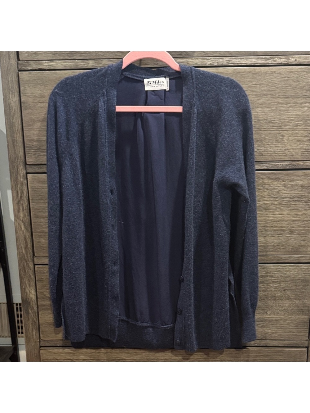 27 Miles Malibu Cashmere and Silk Navy Cardigan Size Small (oversized)